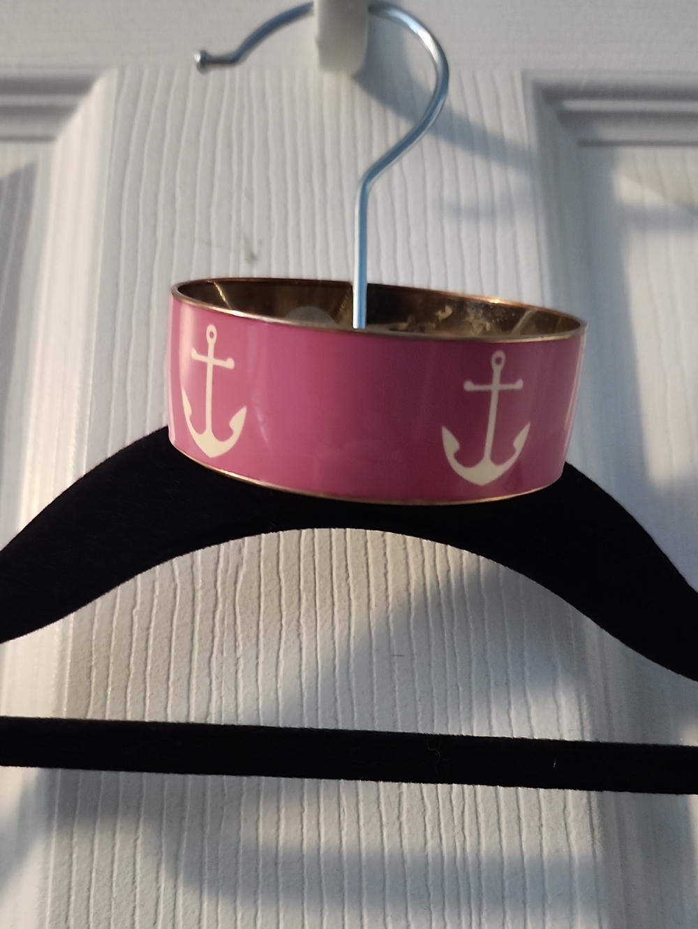 J. Crew Pink Anchor Enamel Cuff Bracelet
